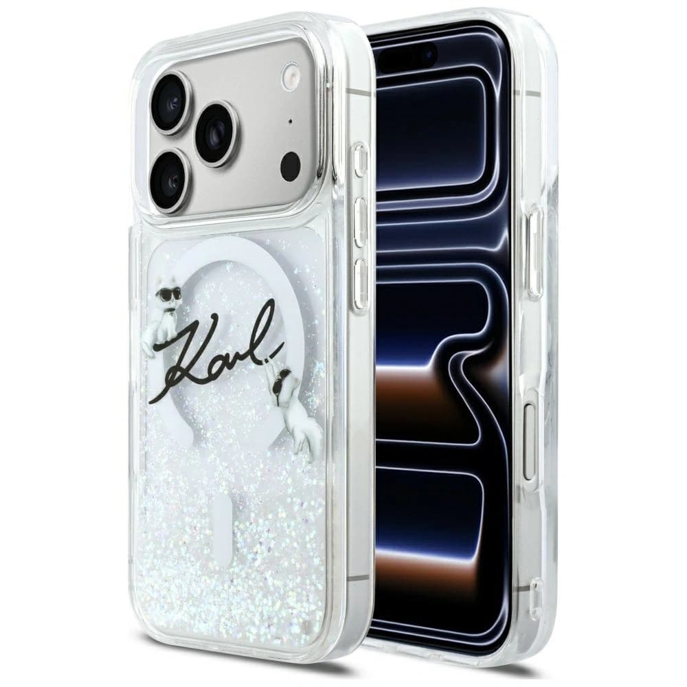 Karl Lagerfeld Liquid Glitter Karl Script Logo MagSafe Apple iPhone 17 Pro klar
