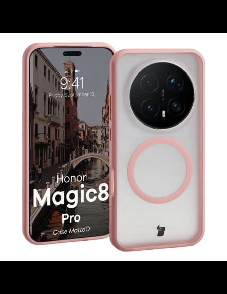 Bizon Case MatteO Magnetický Honor Magic8 Pro kouřově světle růžový
