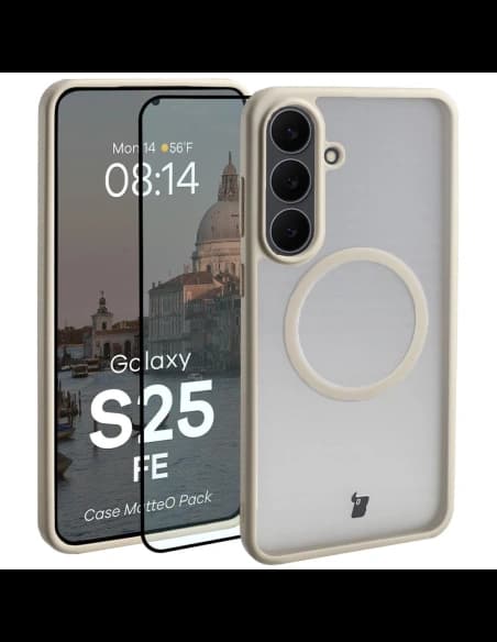 Bizon MatteO Magnetic Pack Samsung Galaxy S25 FE smoky beige