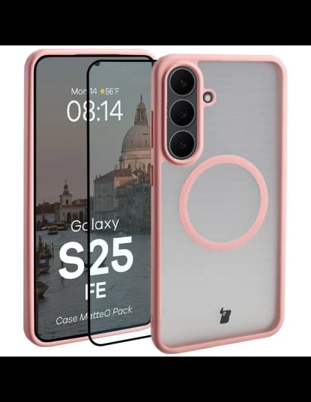 Bizon MatteO Magnetic Pack Samsung Galaxy S25 FE smoky light pink