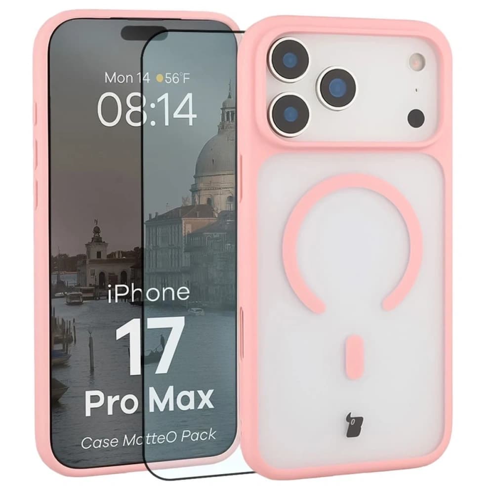 Bizon MatteO Mágneses Csomag Apple iPhone 17 Pro Max füstös világos rózsaszín
 - 1