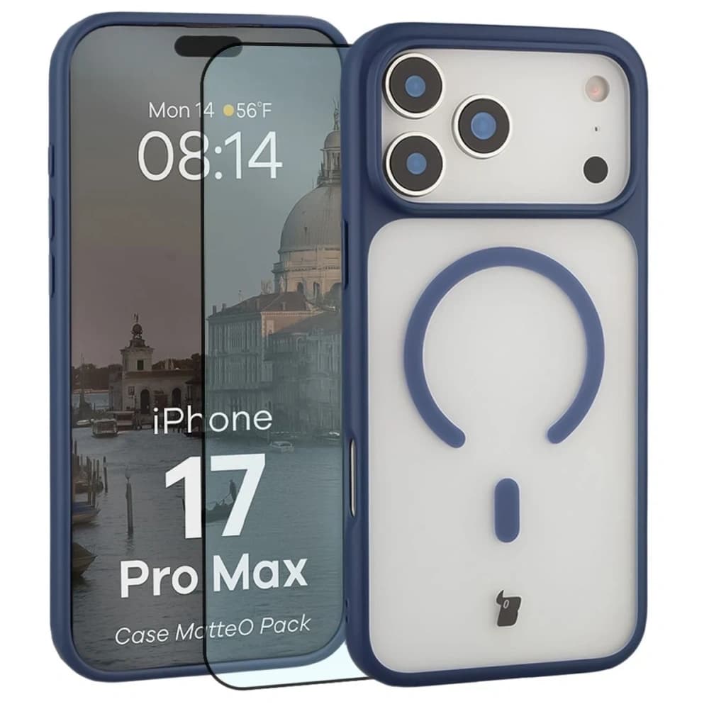 Bizon MatteO Magnetic Pack Apple iPhone 17 Pro Max albastru fumuriu - 1