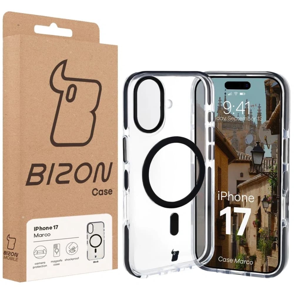 Bizon Case Marco Magnetic Apple iPhone 17 transparent cu un cadru negru - 10
