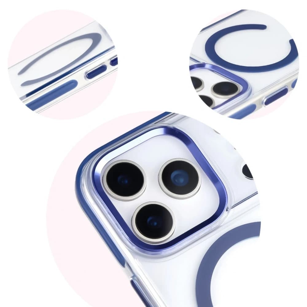 Bizon Case Marco Magnetic Apple iPhone 17 Pro transparent cu un cadru albastru - 8