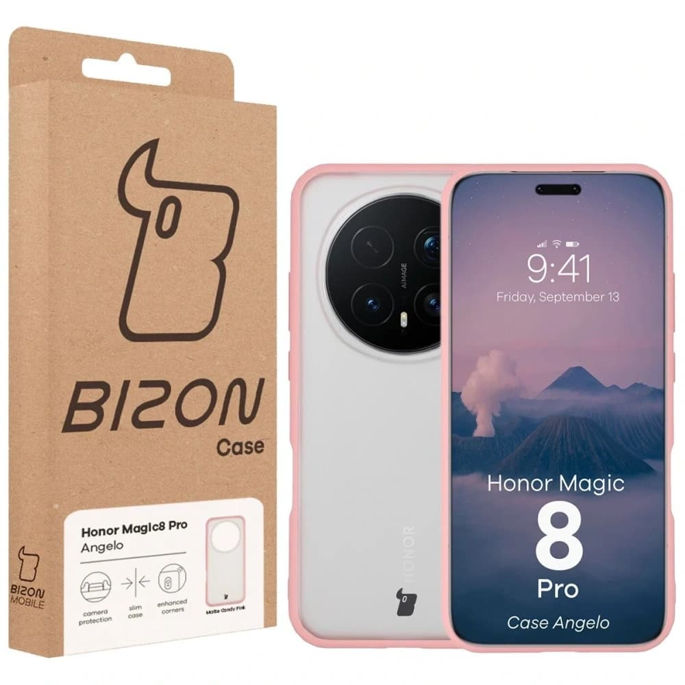 Bizon Case Angelo Honor Magic8 Pro poloprůhledný s světle růžovým rámem
 - 6