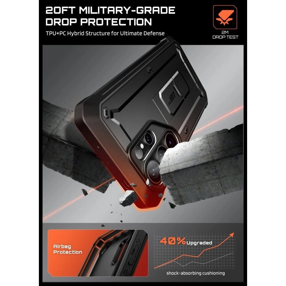 Supcase Unicorn Beetle Pro & Tempered Glass Samsung Galaxy S26 Ultra Black - 3