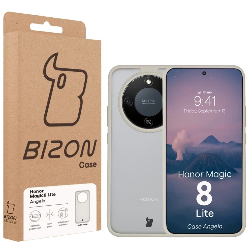 Bizon Case Angelo Honor Magic8 Lite semi-transparent cu un cadru bej
- 6