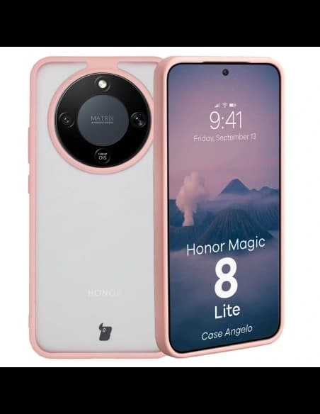 Bizon Case Angelo Honor Magic8 Lite poloprůhledný se světle růžovým rámem
