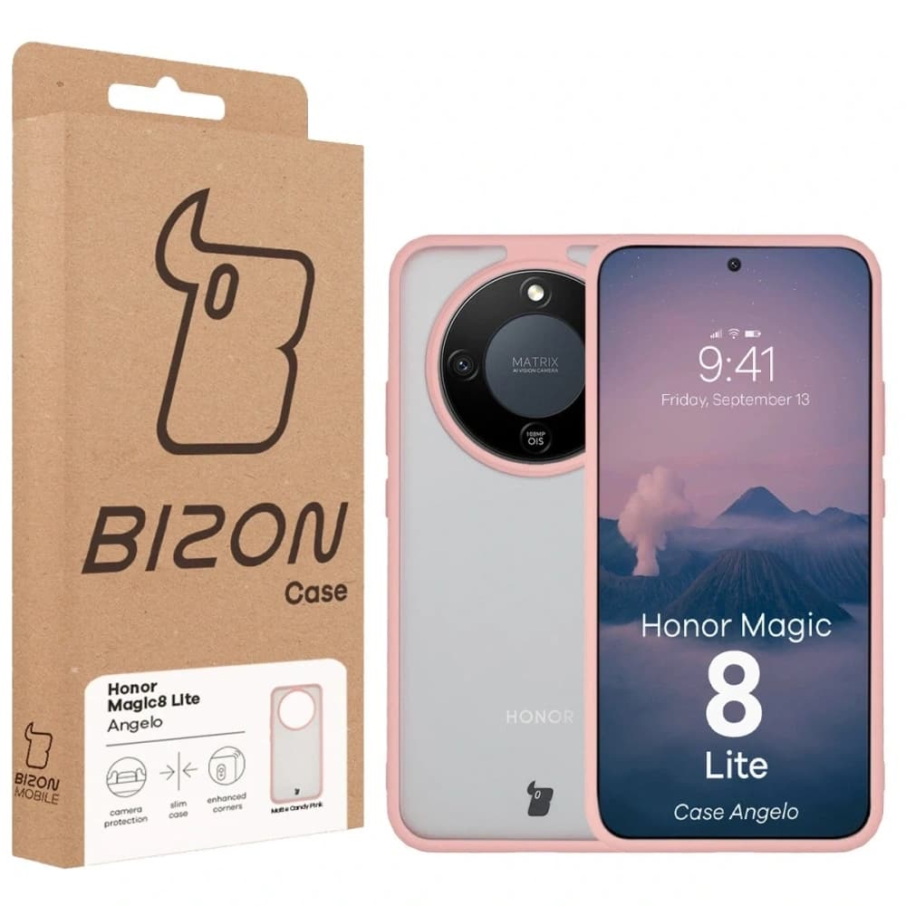 Bizon Case Angelo Honor Magic8 Lite poloprůhledný se světle růžovým rámem
 - 6