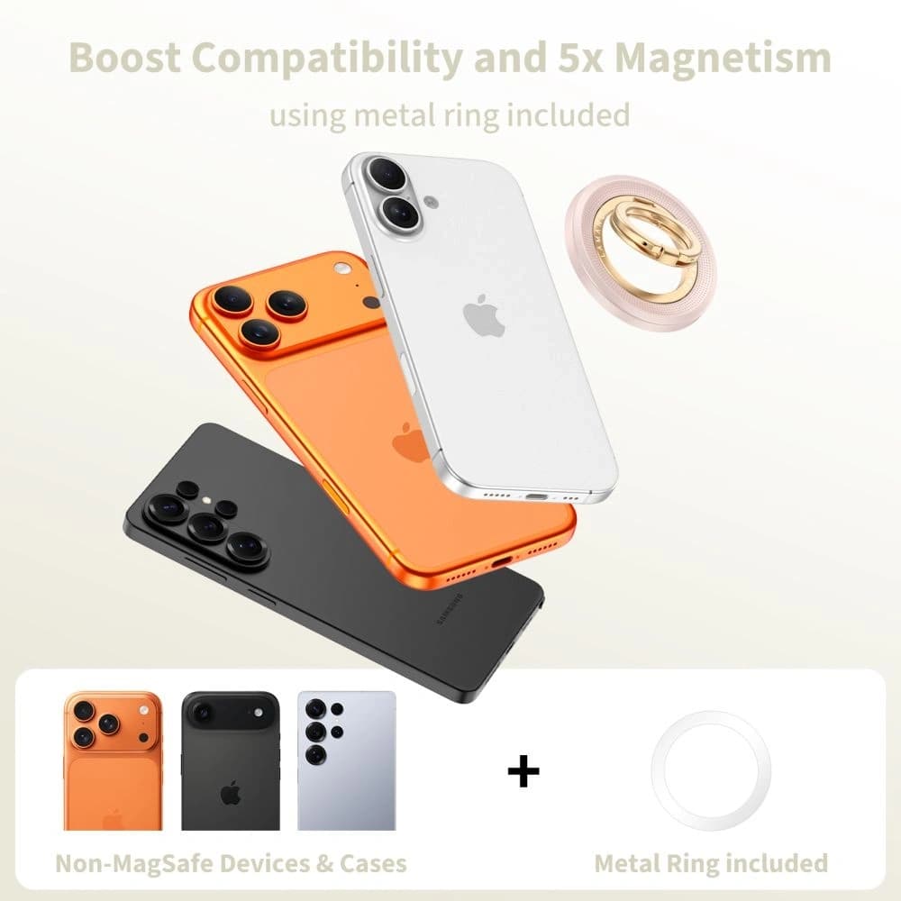 Uchwyt magnetyczny na palec Tech-Protect MMR700 Lamano Magnetic MagSafe Phone Ring Pink/gold - 5