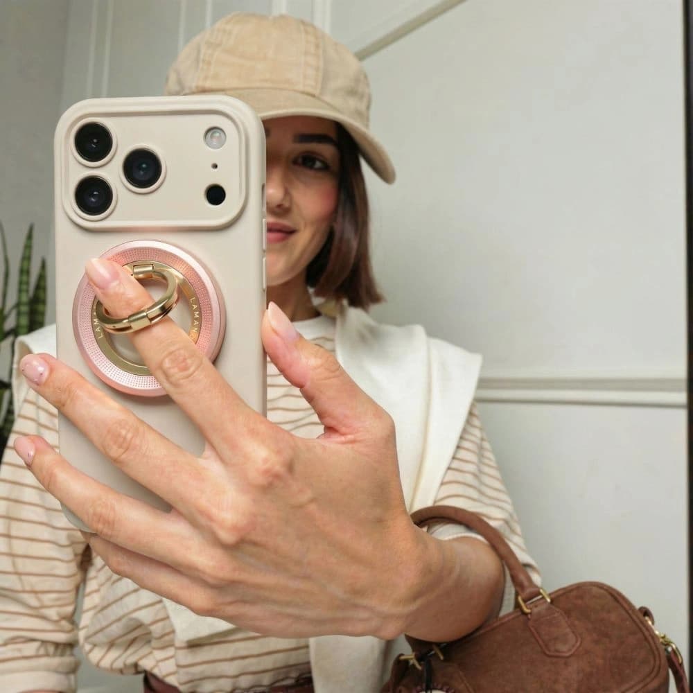 Uchwyt magnetyczny na palec Tech-Protect MMR700 Lamano Magnetic MagSafe Phone Ring Pink/gold - 6