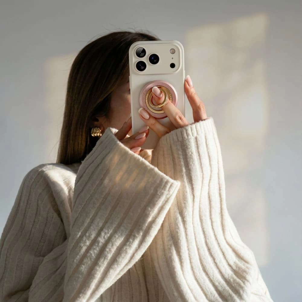 Uchwyt magnetyczny na palec Tech-Protect MMR700 Lamano Magnetic MagSafe Phone Ring Pink/gold - 7