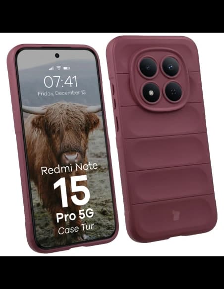 Pancerne etui Bizon Case Tur do Xiaomi Redmi Note 15 Pro 5G burgundowe