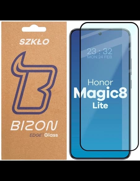 Szkło hartowane Bizon Glass Edge 2 do Honor Magic8 Lite czarna ramka