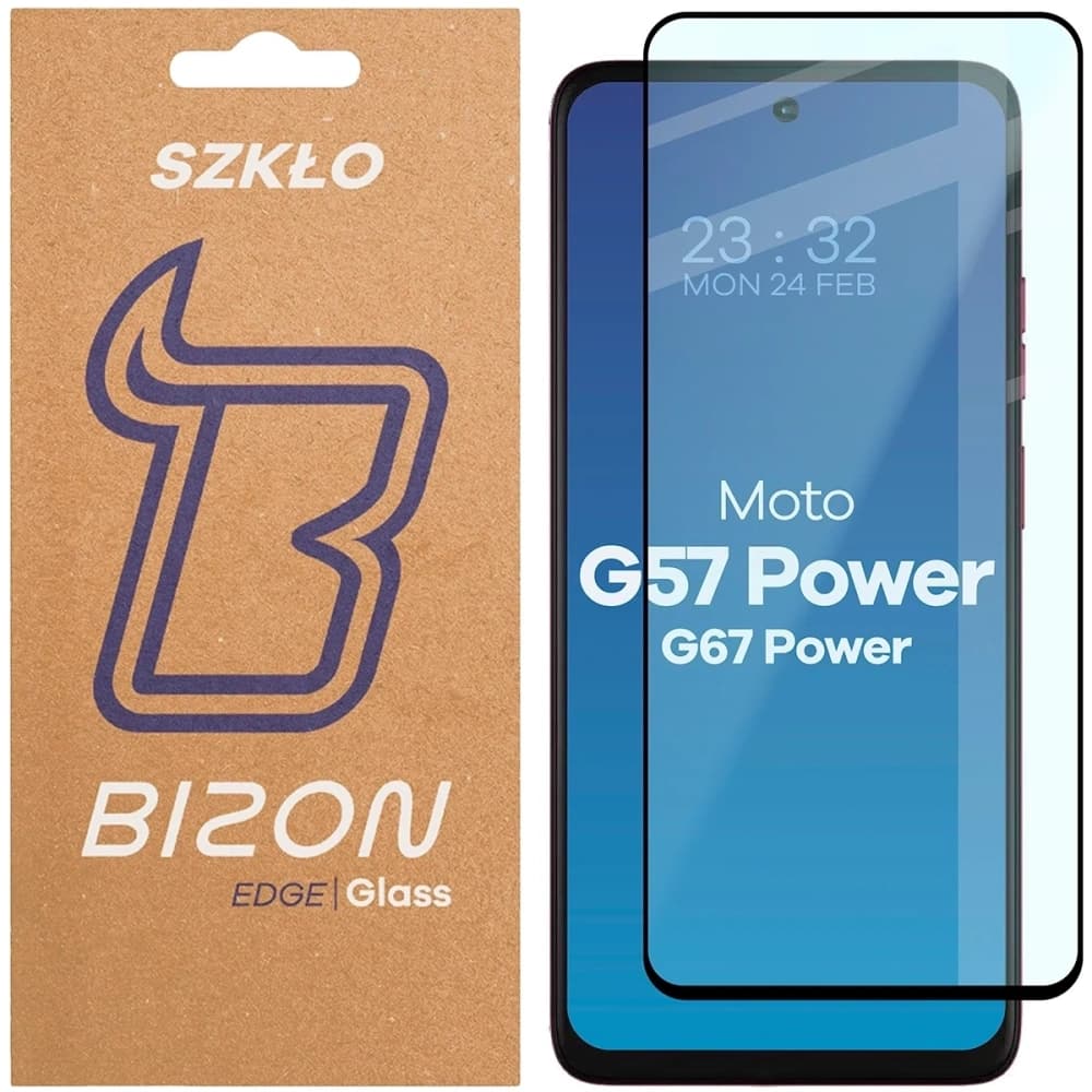 Szkło hartowane Bizon Glass Edge 2 do Motorola Moto G57 Power / G67 Power czarna ramka - 1