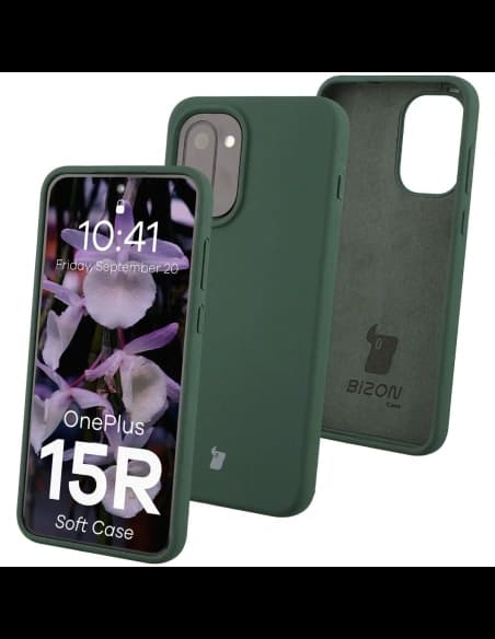Silikonowe etui Bizon Soft Case do OnePlus 15R ciemnozielone