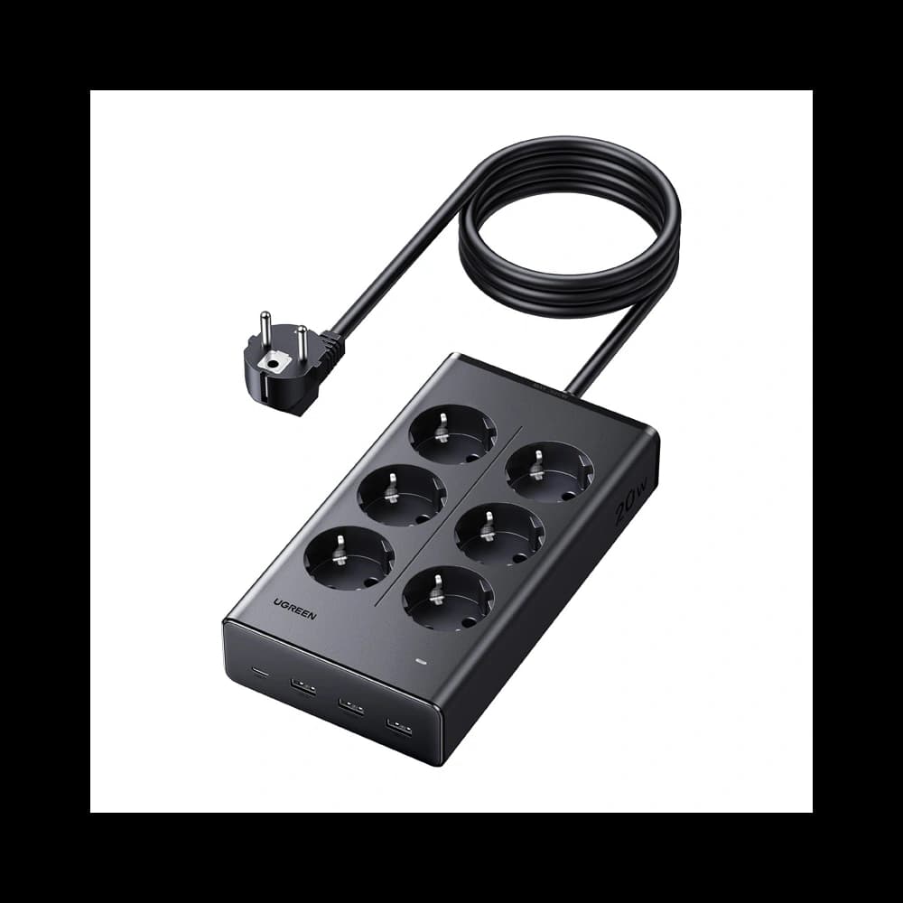 Listwa zasilająca UGREEN S622 6xAC + 3xUSB + USB-C GaN 1.5m (czarna) - 1