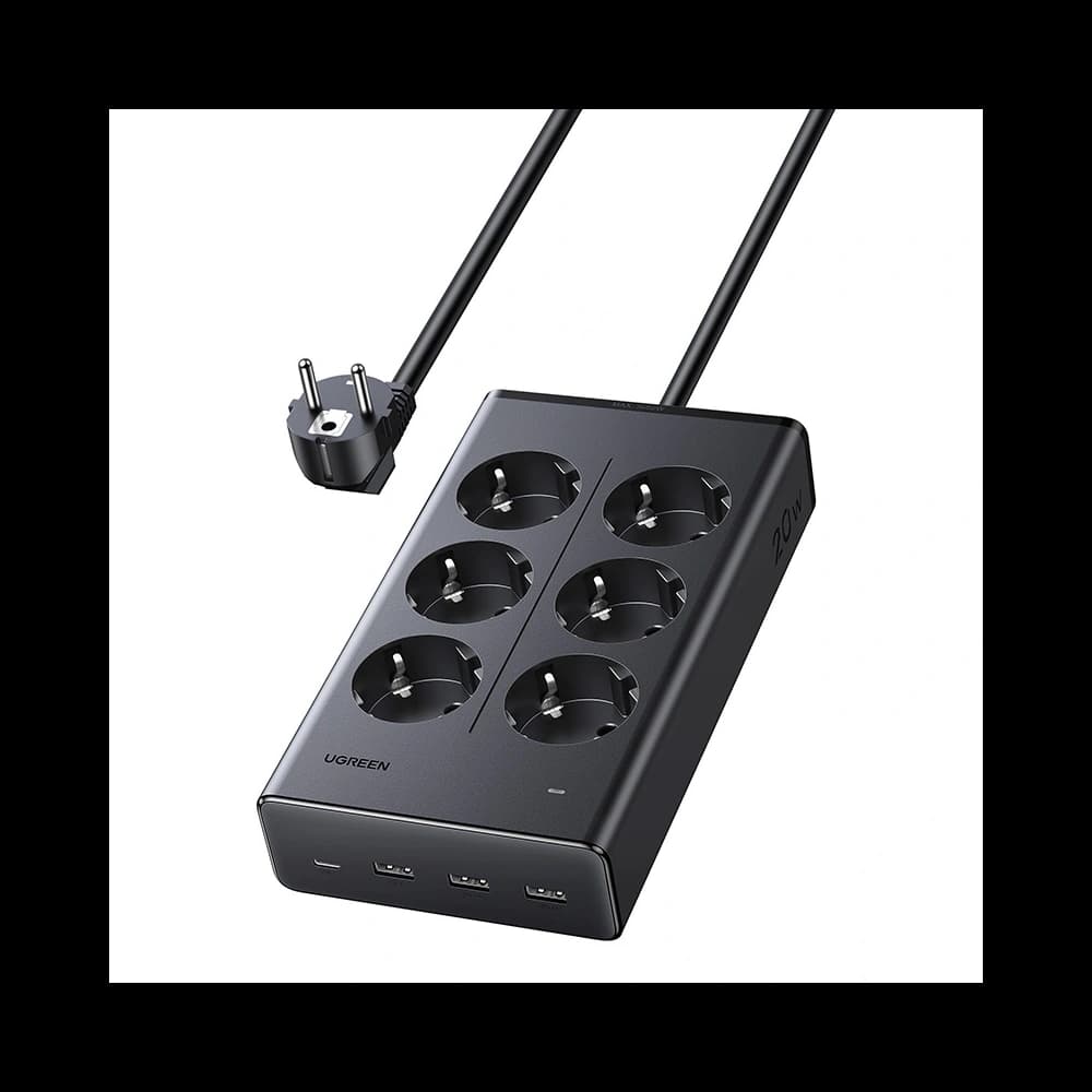 Listwa zasilająca UGREEN S622 6xAC + 3xUSB + USB-C GaN 1.5m (czarna) - 2