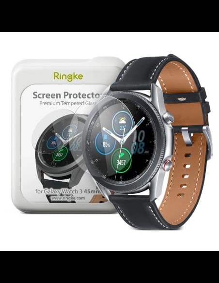 Ringke Samsung Gehärtetes Glas-Set ID Glas Galaxy Watch 3 45mm [4 PACK]