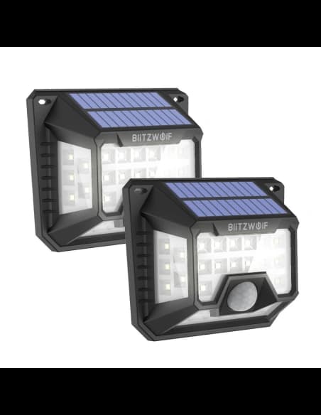 Lampa solară LED externă Blitzwolf BW-OLT3 cu senzor de întuneric și crepuscular, 1200mAh (2 bucăți)