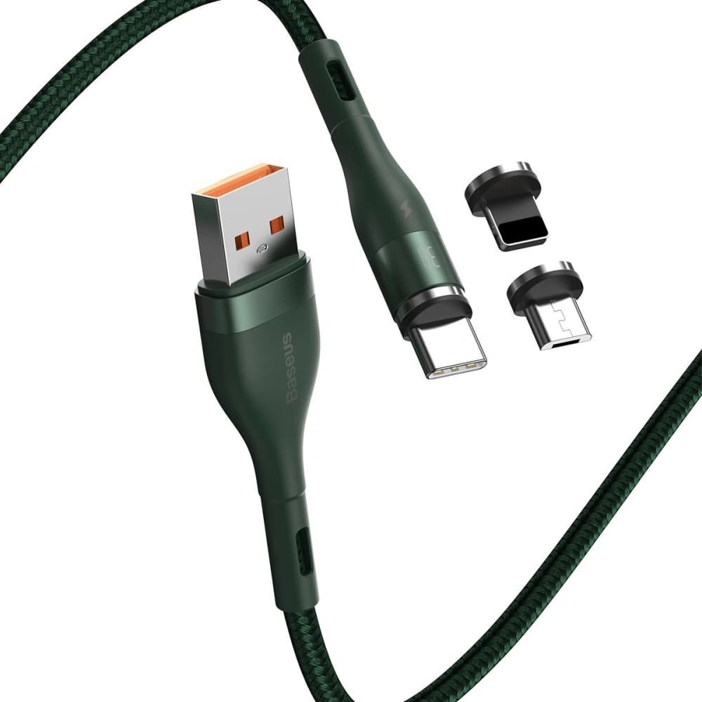Baseus USB-Kabel Fast 4in1 USB zu USB-C / Lightning / Micro 3A 1m (grün) - 1