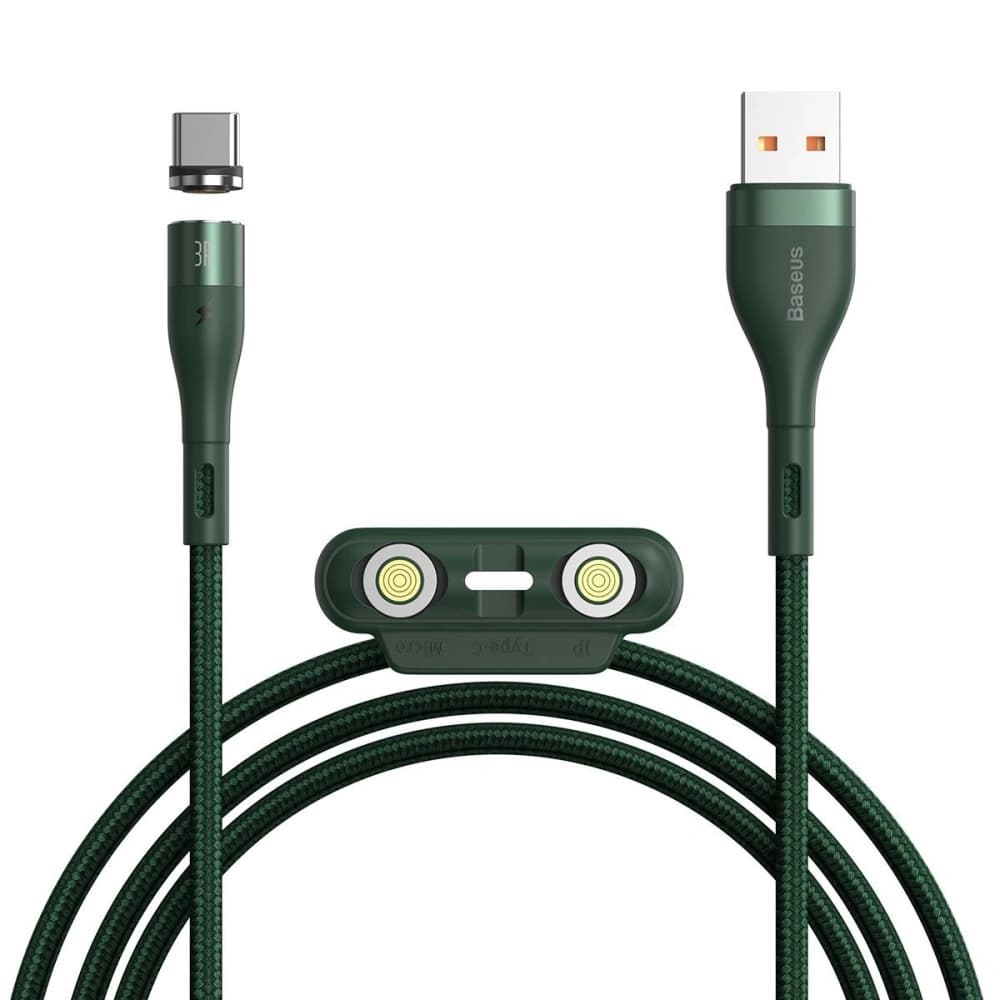 Baseus USB-Kabel Fast 4in1 USB zu USB-C / Lightning / Micro 3A 1m (grün) - 3
