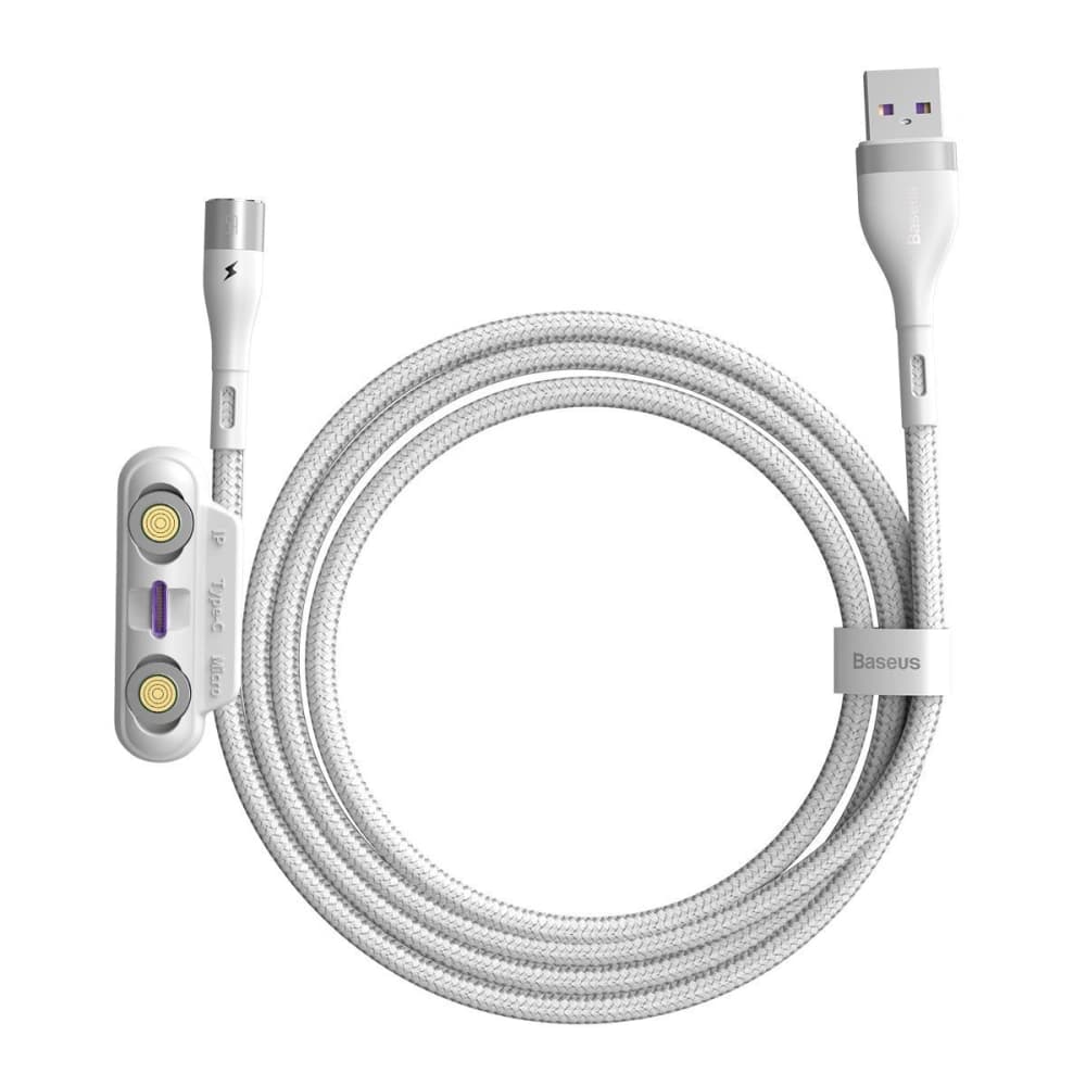 Baseus USB-Kabel Fast 4in1 USB zu USB-C / Lightning / Micro 5A 1m (weiß) - 5