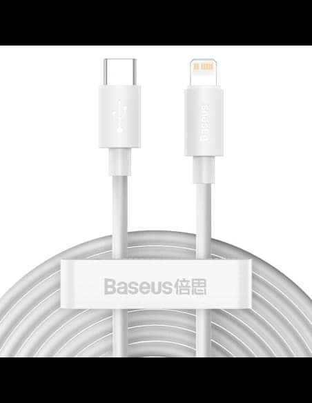 Kabel USB-C do Lightning Baseus Simple Wisdom, PD, 20W, 1.5m (bílý) 2ks.