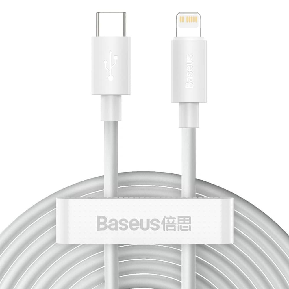 Cablul USB-C la Lightning Baseus Simple Wisdom, PD, 20W, 1.5m (alb) 2buc.