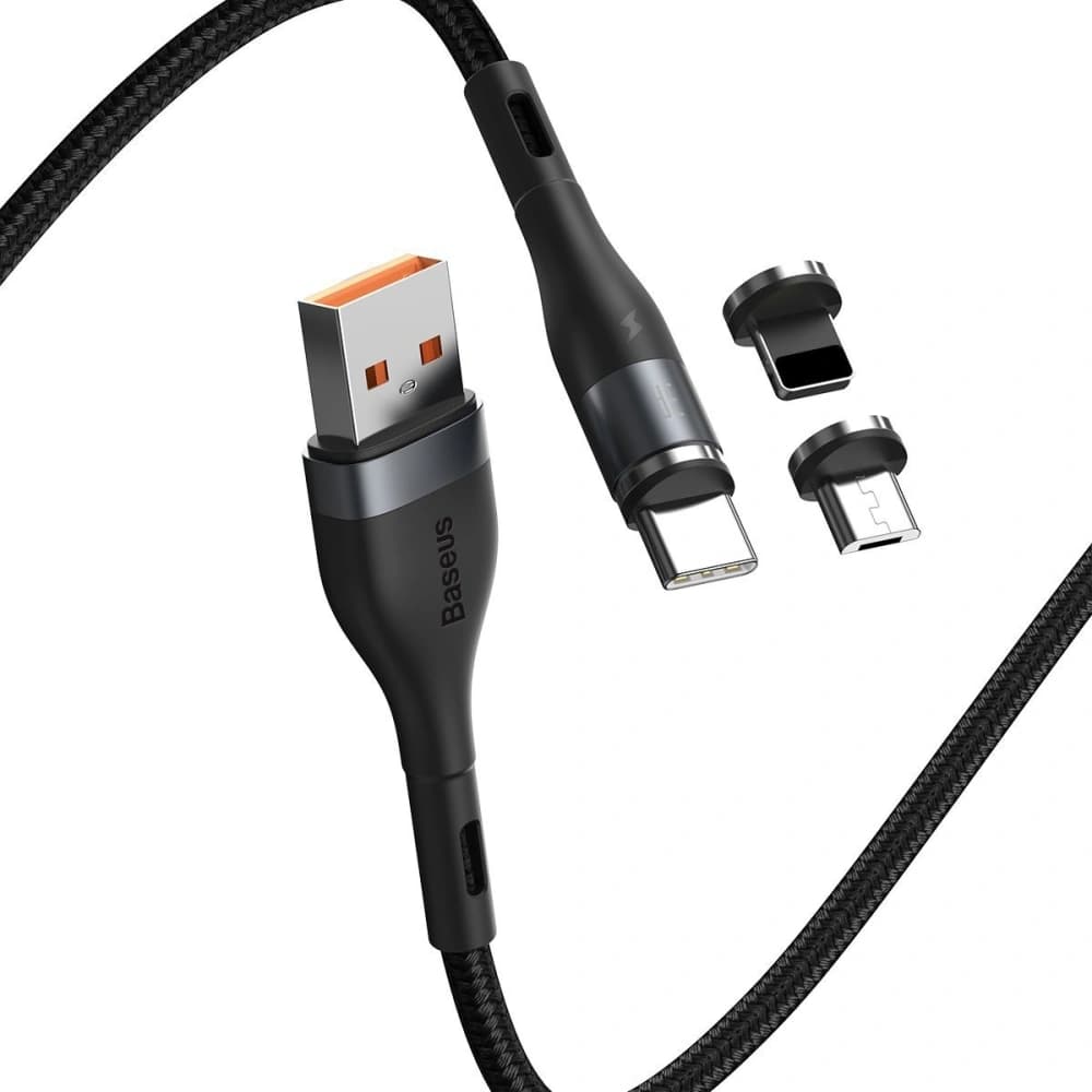 Baseus USB-Kabel Fast 4in1 USB zu USB-C / Lightning / Micro 5A 1m (grau + schwarz)