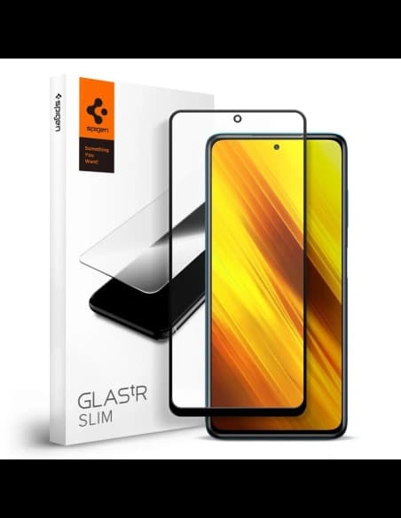 Spigen Gehärtetes Glas GLAS.tR Slim Pocophone X3/Pro/NFC Schwarz
