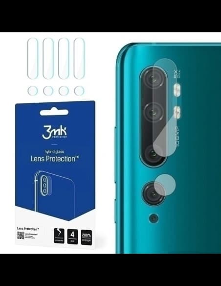 Hibrid de sticlă pentru obiectivul camerei 3MK Protecție pentru Obiectiv Xiaomi Mi Note 10 [4 PACK]