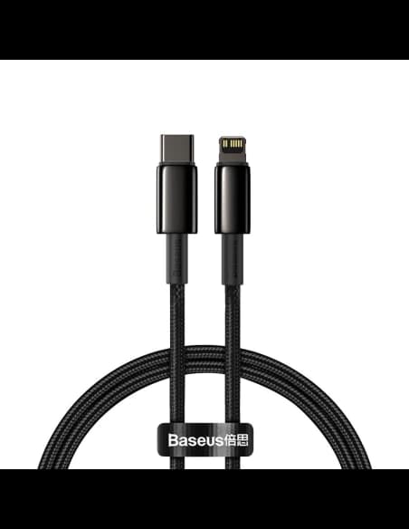 Kabel USB-C do Lightning Baseus Tungsten Gold, 20W, 5A, PD, 1m (černý)