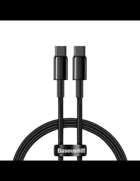 Cablul USB-C la USB-C Baseus Tungsten Gold, 100W, 2m (negru)