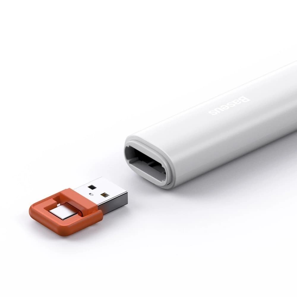 Pilot multifuncțional Baseus Orange Dot pentru prezentări, cu indicator laser, cu baterie (alb) - 3