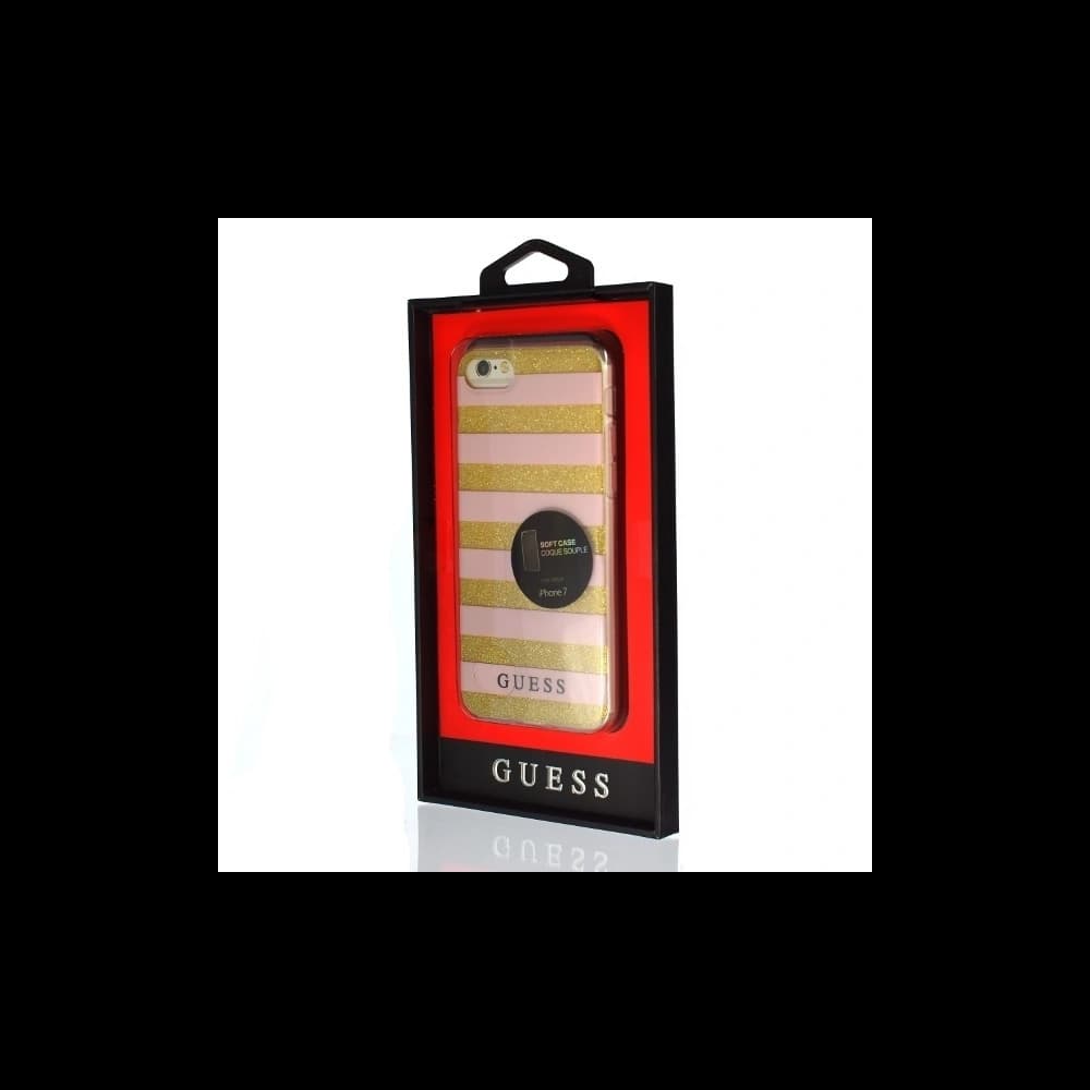 Etui Guess GUHCP7STGPI Apple iPhone 7 arany/rózsaszín kemény tok Ethnic Chic Stripes 3D - 2