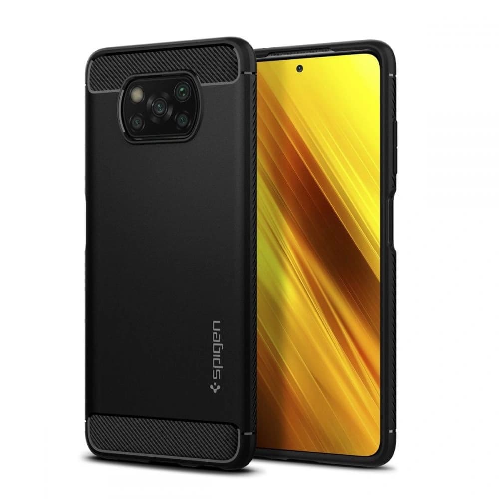 Spigen Tasche Rugged Armor Pocophone X3/Pro/NFC Mattschwarz