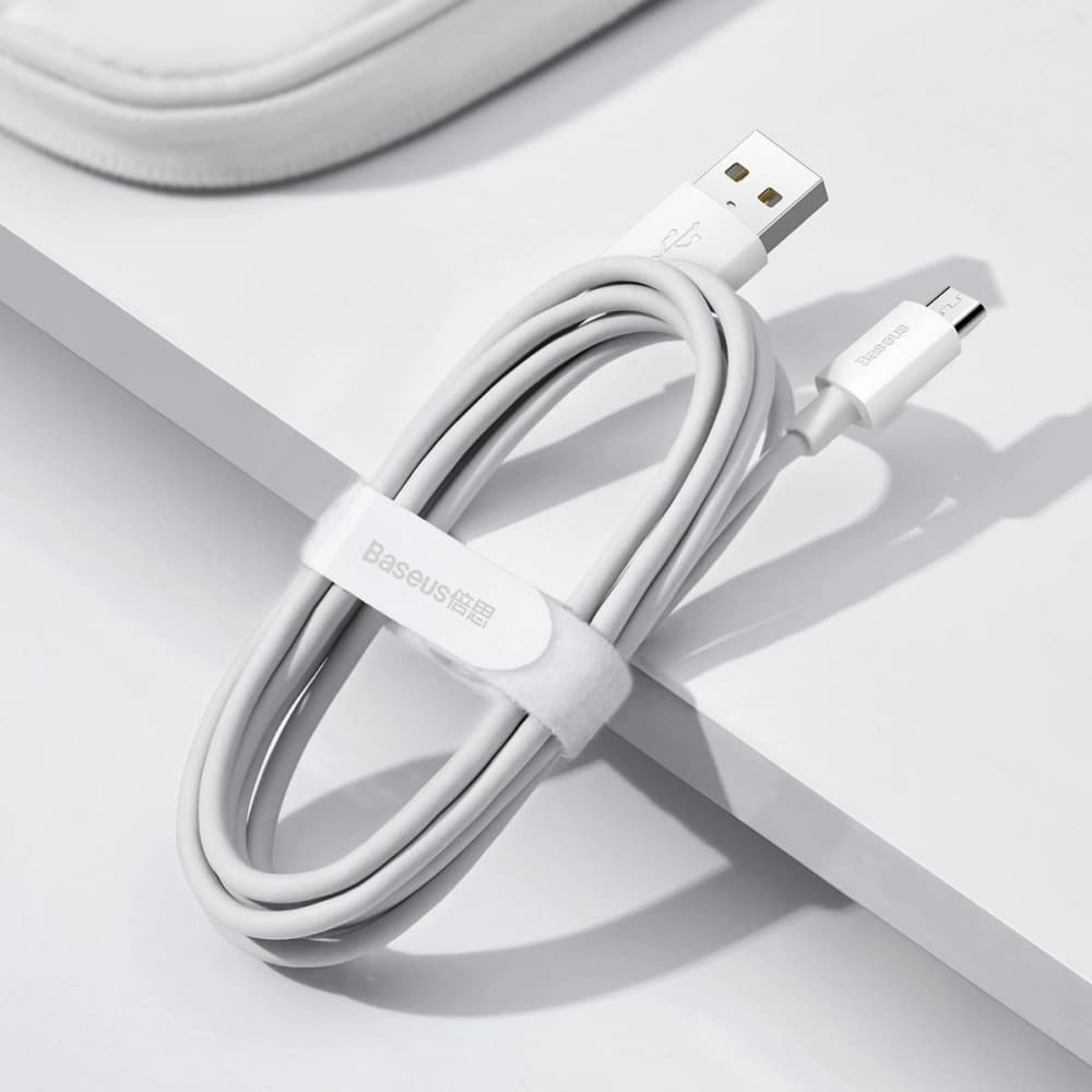 Baseus 1.5m Micro-USB-auf-USB-Kabel Simple Wisdom, 2,1A, (weiß) 2Stk. - 7