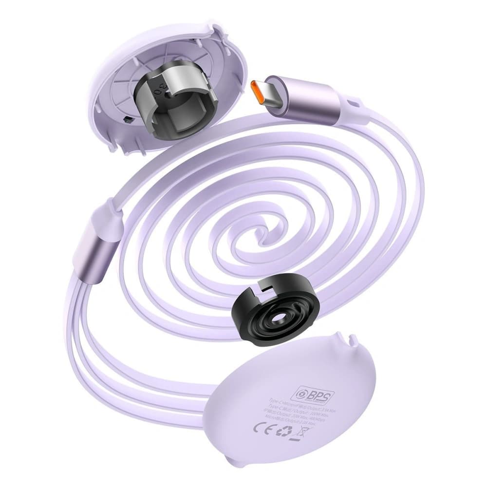 USB kábel 3w1 Baseus Bright Mirror, USB micro USB / USB-C / Lightning, 100W, 1.2m (lila) - 5