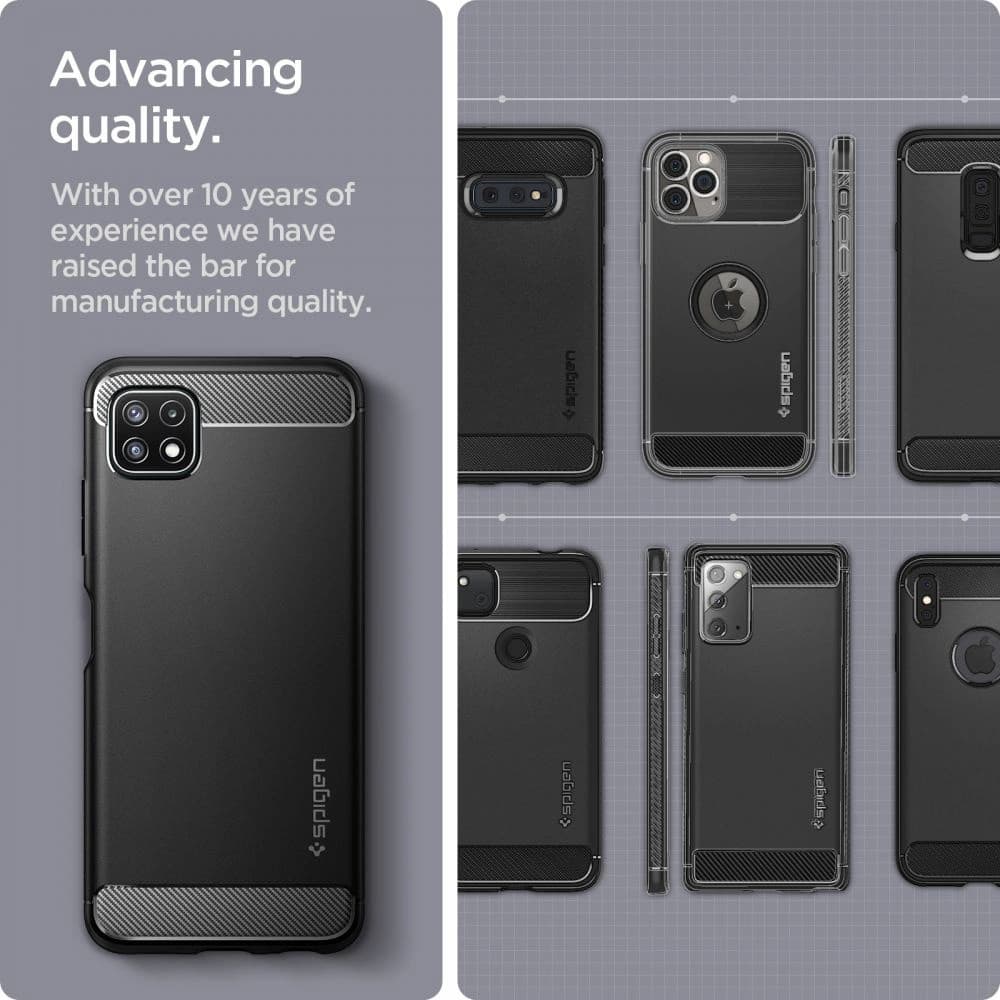 Spigen Samsung Gehäuse Rugged Armor Galaxy A22 5G Mattschwarz - 4