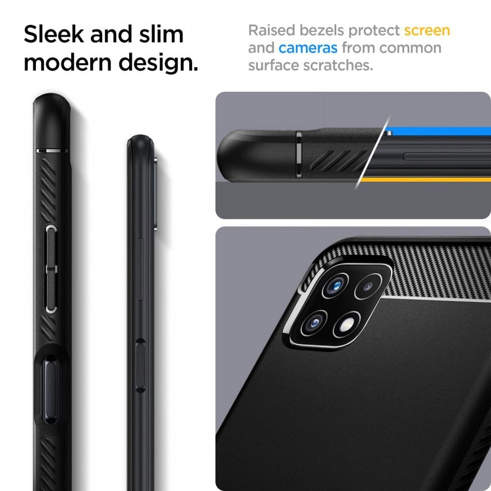 Spigen Samsung Gehäuse Rugged Armor Galaxy A22 5G Mattschwarz - 6
