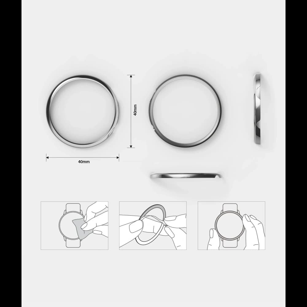 A Ringke Bezel Styling Samsung Galaxy Watch Active 2 40mm rozsdamentes acél ezüst GWA2-40-09 - 6