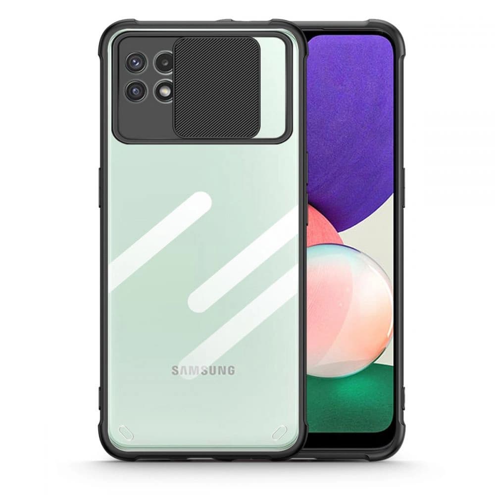 Case Tech-Protect Camshield Samsung Galaxy A22 5G Schwarz