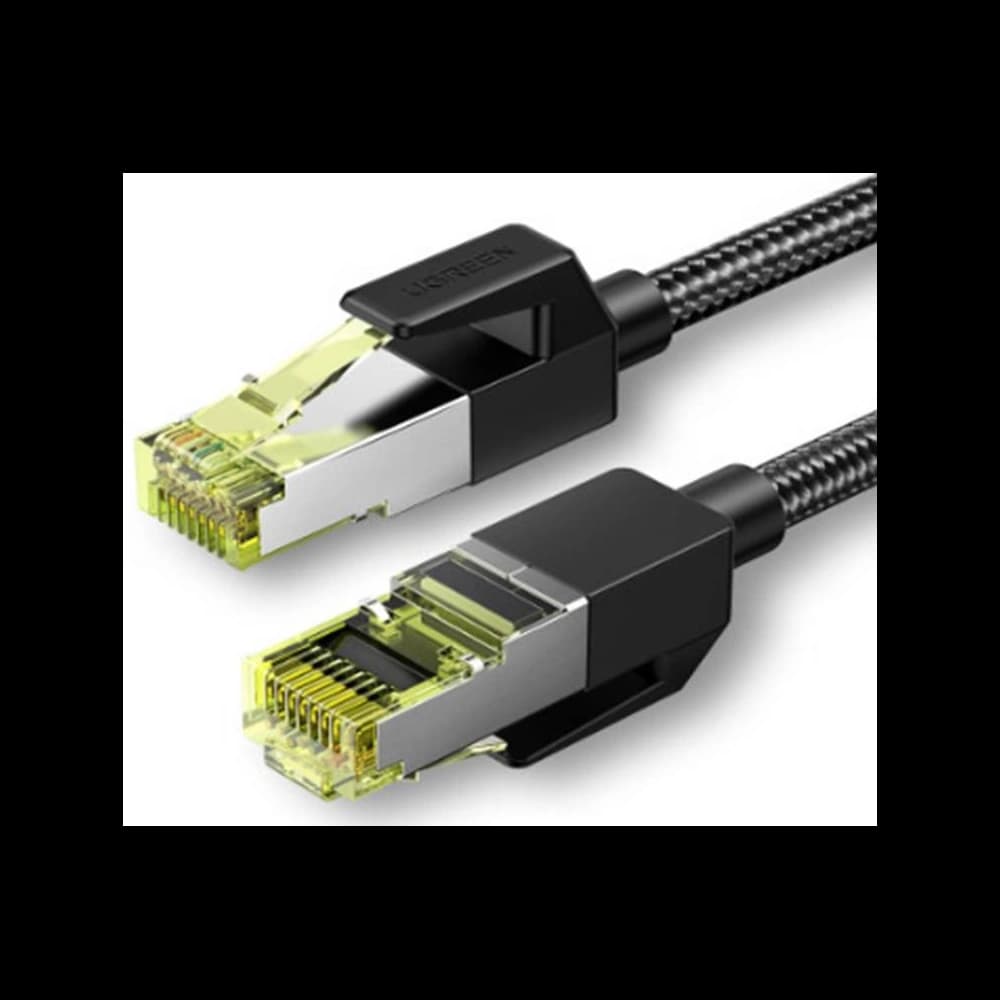 UGREEN NW150 Hálózati kábel fonott burkolatban, Ethernet RJ45, Cat.7, F/FTP, 5m (fekete)