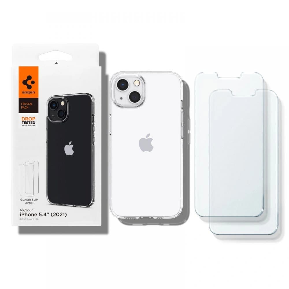 Etui Spigen Crystal Pack Apple iPhone 13 mini Crystal Clear + Sticlă - 6