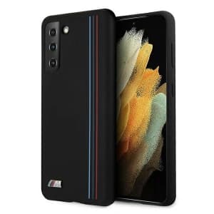 Case BMW BMHCS21MSIVTBK Samsung Galaxy S21+ Plus schwarz/schwarz Silikon Streifen M Kollektion