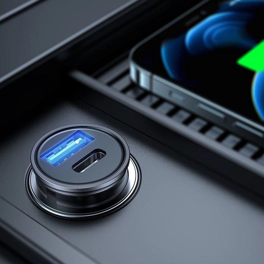 Autós töltő Joyroom C-A43 2-portos autós töltő PD 20W QC 3.0 szürke - 4