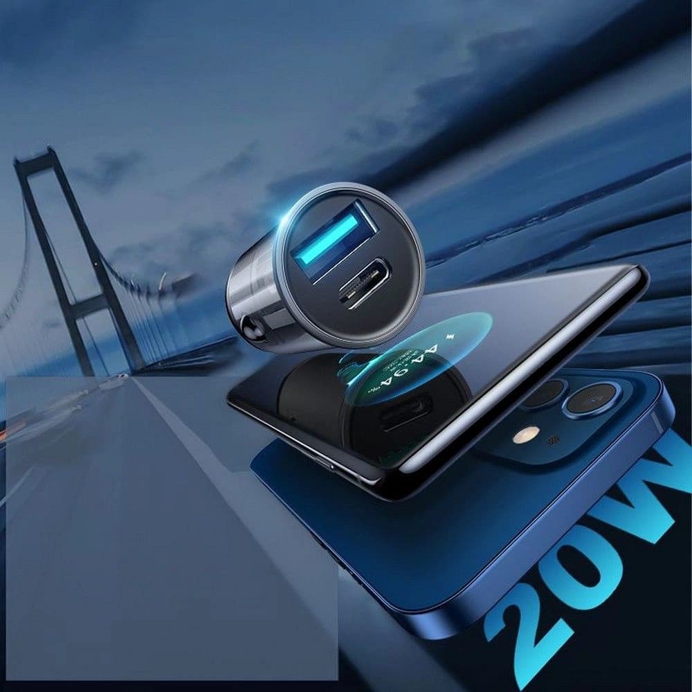 Autós töltő Joyroom C-A43 2-portos autós töltő PD 20W QC 3.0 szürke - 7