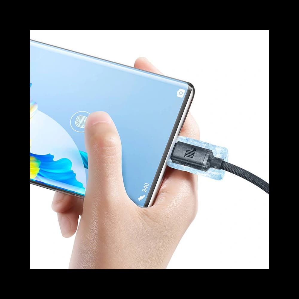 USB-A / USB-C Kabel Baseus Crystal, 100W, 2m (schwarz) - 2