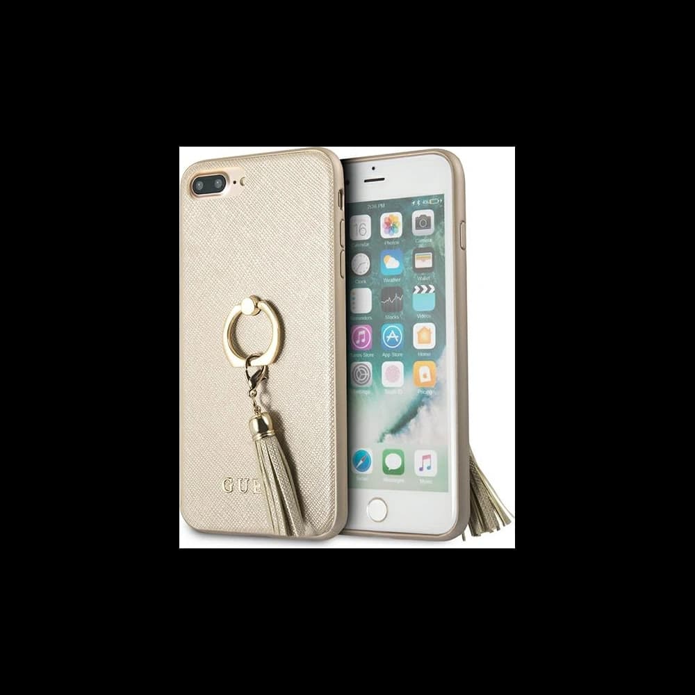 Case Guess GUHCI8LRSSABE Apple iPhone 8/7 Plus beige hartes Saffiano-Gehäuse mit Ringständer